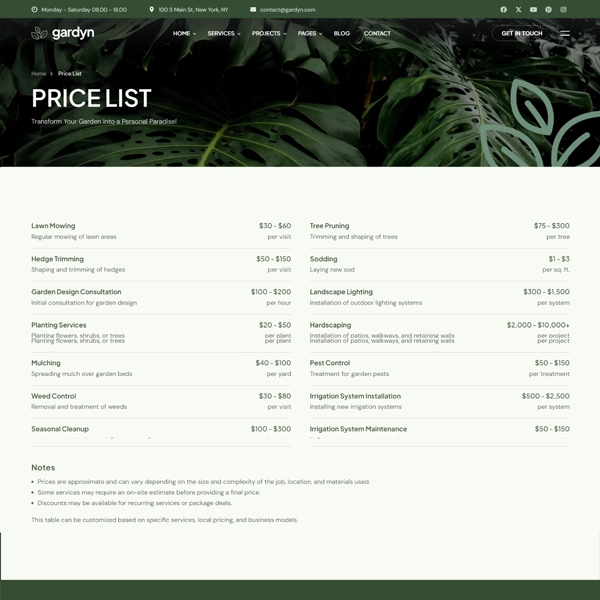 price-list